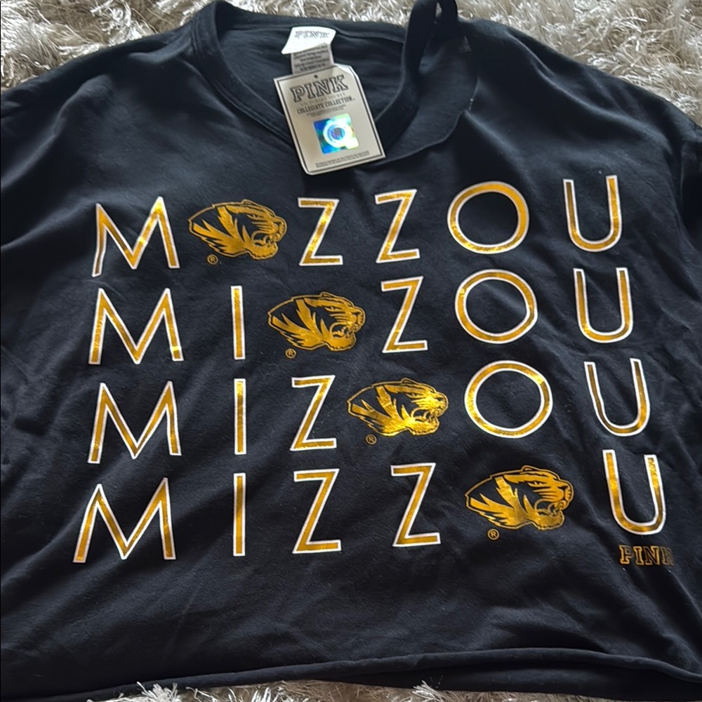 PINK Victoria's Secret Black and Gold Mizzou Tee - Picture 2 of 7